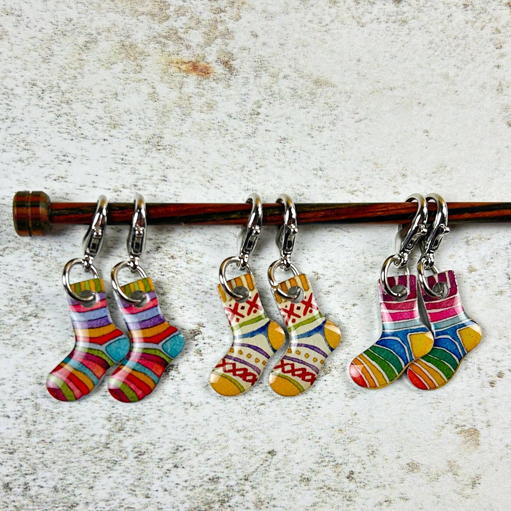 Sock Stitch Markers in a Tin