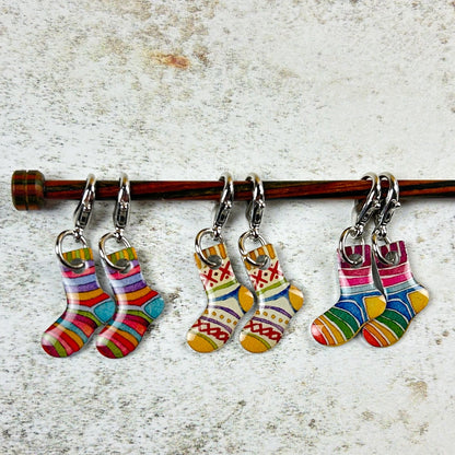 Sock Stitch Markers in a Tin