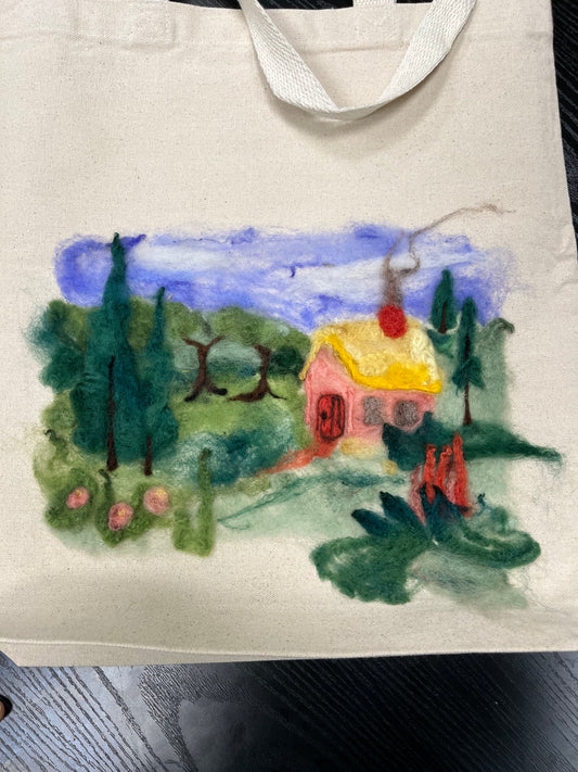 Needle Felting on Tote Bags